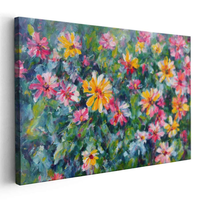 Whispering Moonlit Meadows: Vibrant Impressionist Garden Canvas Art Print