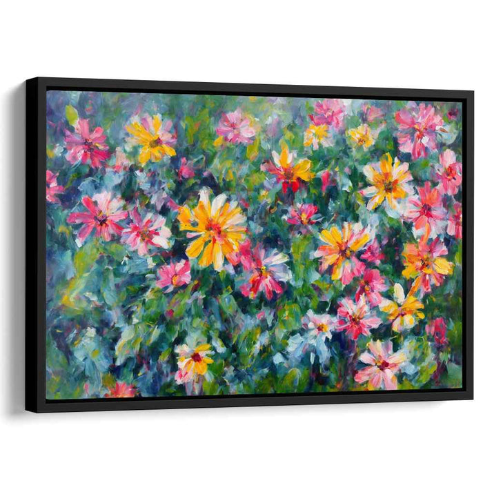 Whispering Moonlit Meadows: Vibrant Impressionist Garden Canvas Art Print
