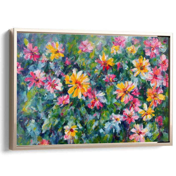 Whispering Moonlit Meadows: Vibrant Impressionist Garden Canvas Art Print