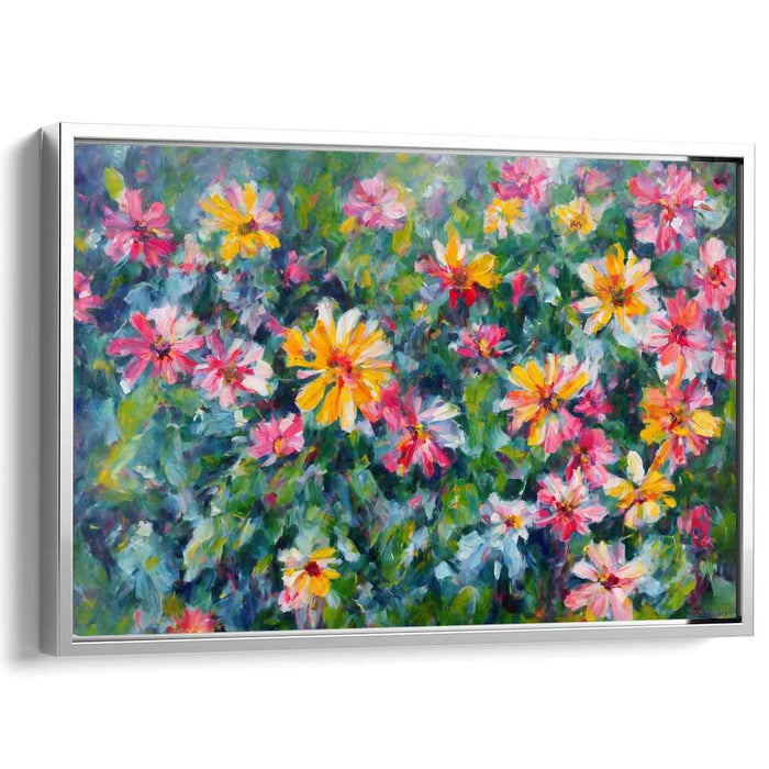 Whispering Moonlit Meadows: Vibrant Impressionist Garden Canvas Art Print