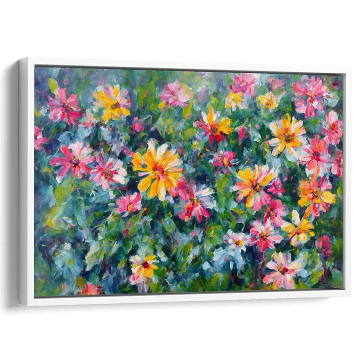 Whispering Moonlit Meadows: Vibrant Impressionist Garden Canvas Art Print