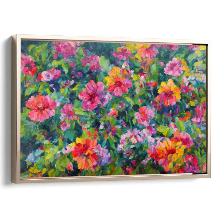 Ethereal Blooms Dance in Rain: Impressionist Flower Canvas Art Print