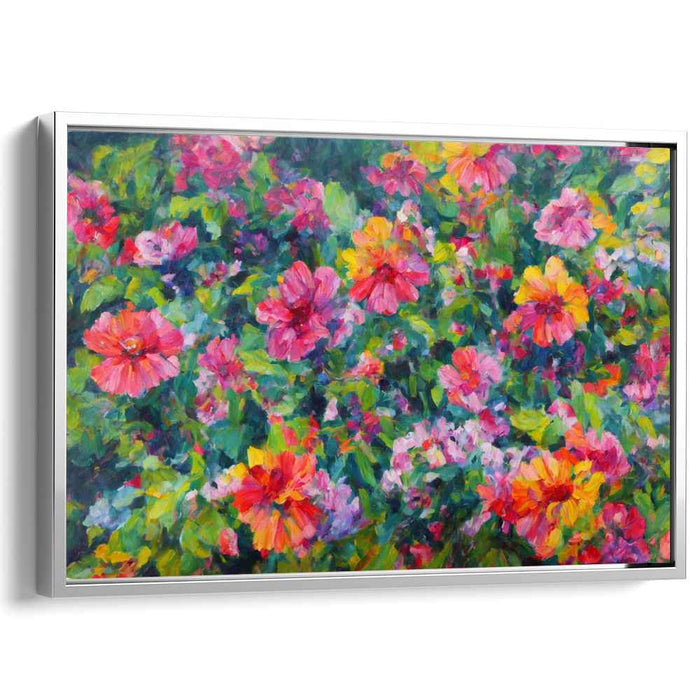 Ethereal Blooms Dance in Rain: Impressionist Flower Canvas Art Print