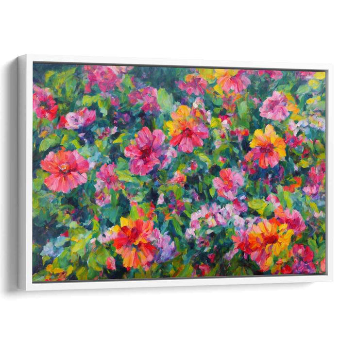 Ethereal Blooms Dance in Rain: Impressionist Flower Canvas Art Print