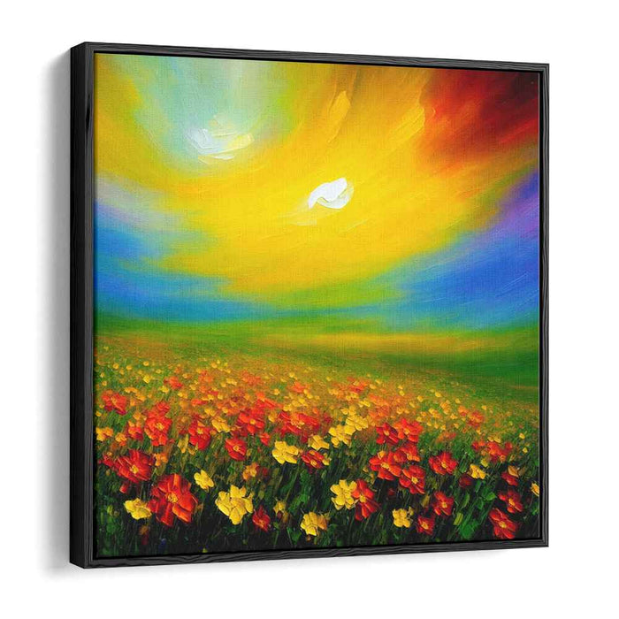 Luminous Meadows: Vibrant Field Under a Luminous Sky Canvas Art Print