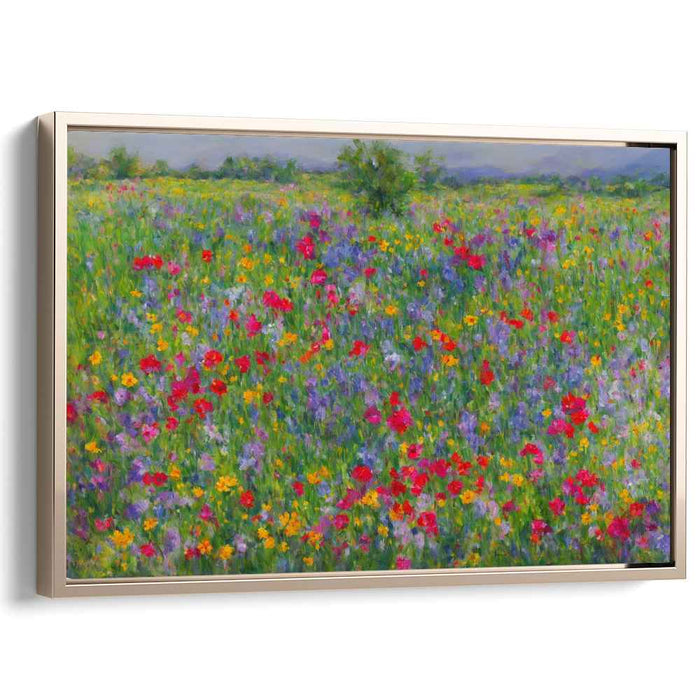 Fleeting Brushstroke Symphony: Vibrant Impressionist Wildflower Field Canvas Art Print