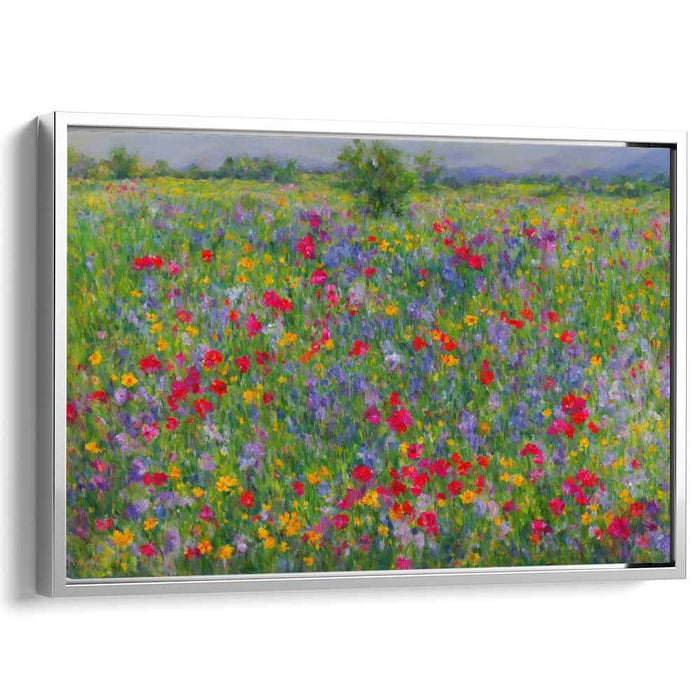 Fleeting Brushstroke Symphony: Vibrant Impressionist Wildflower Field Canvas Art Print