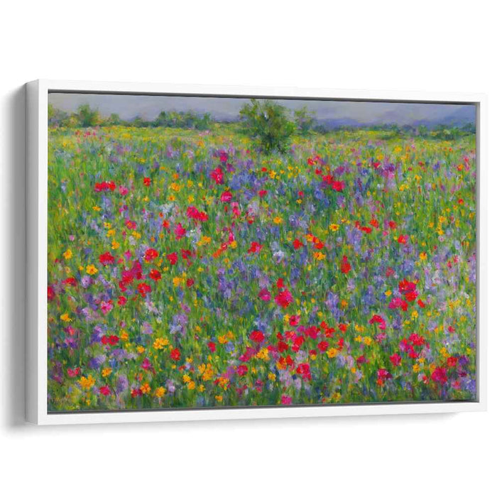 Fleeting Brushstroke Symphony: Vibrant Impressionist Wildflower Field Canvas Art Print