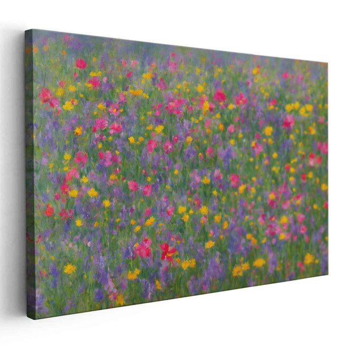 Petals In Rain: Impressionistic Floral Canvas Art Print