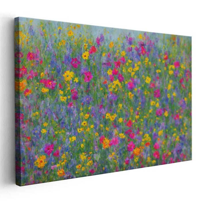 Wildflower Whimsy: Vibrant Impressionist Wildflower Canvas Art