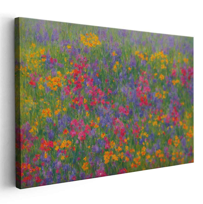 Impressionist Wildflower Whirlwind: A Vibrant Impressionist Wildflower Canvas Art Print