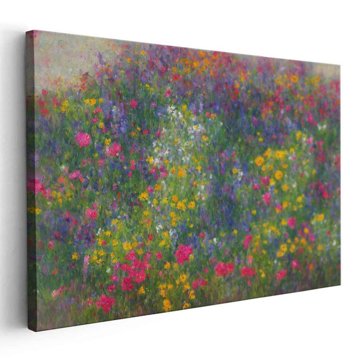 Colorful Dreams in Bloom: A Lush Impressionist Meadow Canvas Art Print