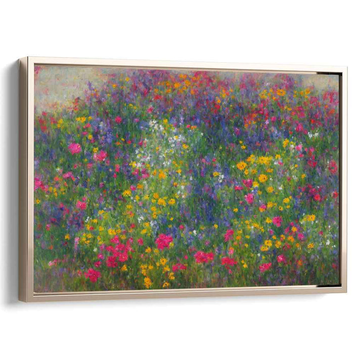 Colorful Dreams in Bloom: A Lush Impressionist Meadow Canvas Art Print