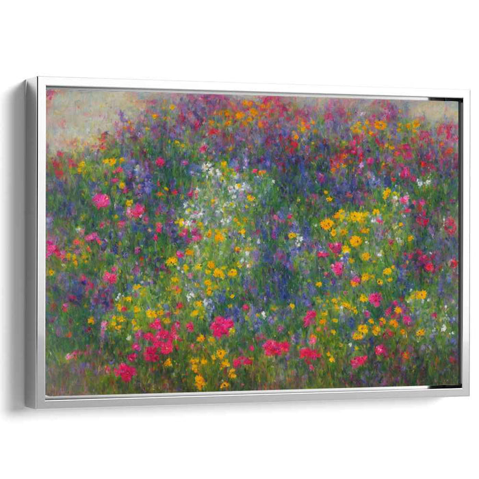 Colorful Dreams in Bloom: A Lush Impressionist Meadow Canvas Art Print