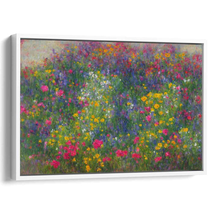 Colorful Dreams in Bloom: A Lush Impressionist Meadow Canvas Art Print