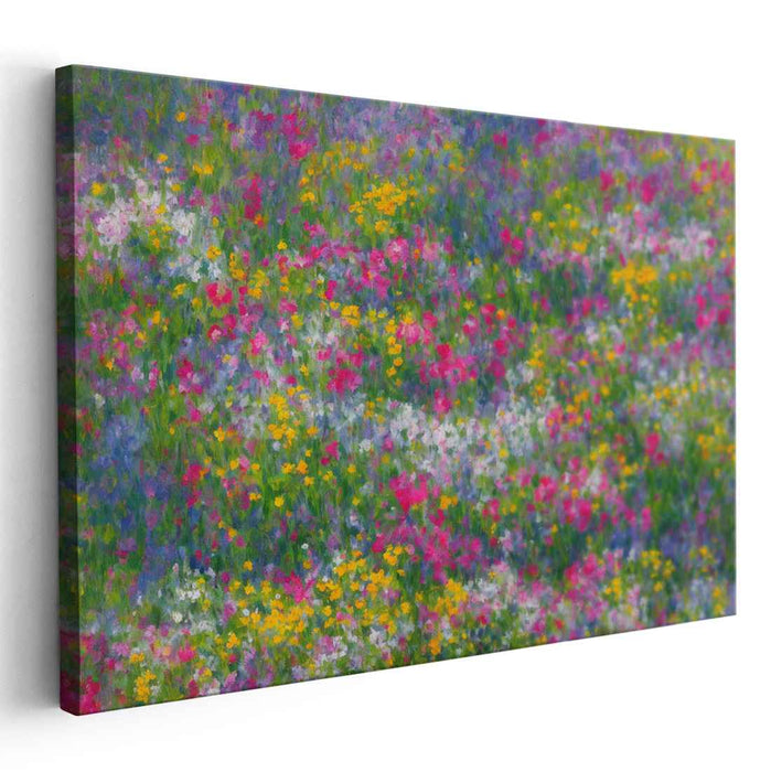 Enchanted Blossom Field: Impressionist Floral Canvas Art Print