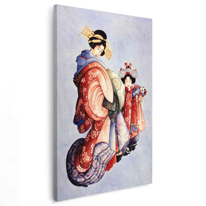 Oiran and Kamuro by Katsushika Hokusai