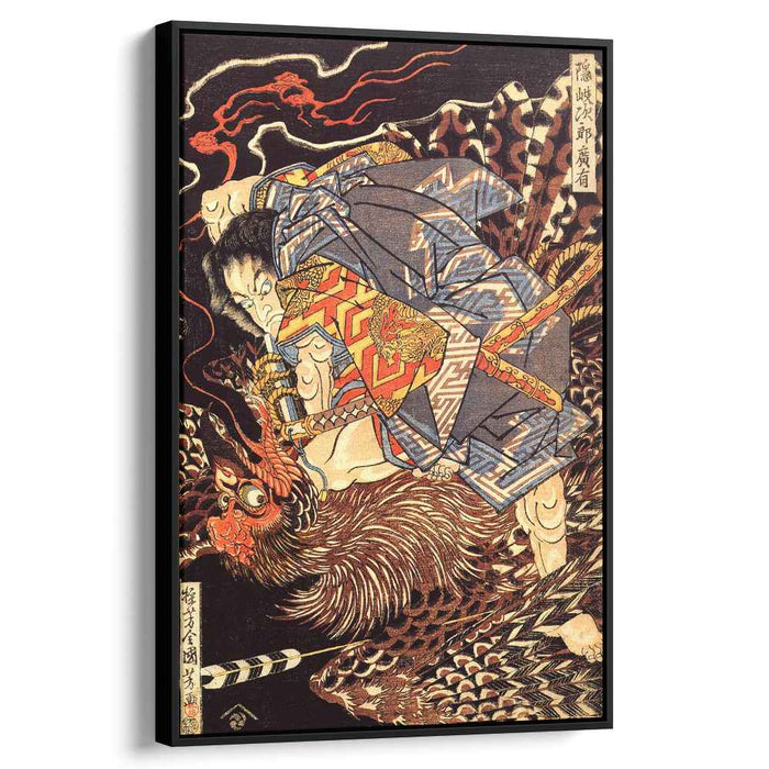 Oki no Jiro Hiroari killing a monstrous tengu by Utagawa Kuniyoshi