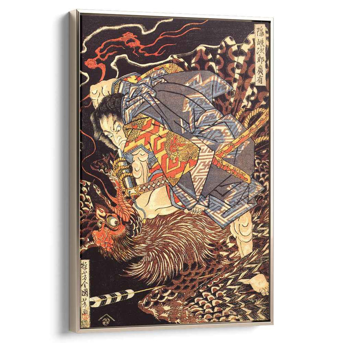 Oki no Jiro Hiroari killing a monstrous tengu by Utagawa Kuniyoshi