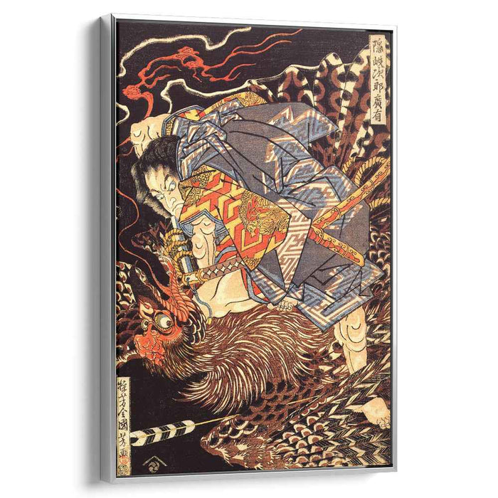 Oki no Jiro Hiroari killing a monstrous tengu by Utagawa Kuniyoshi