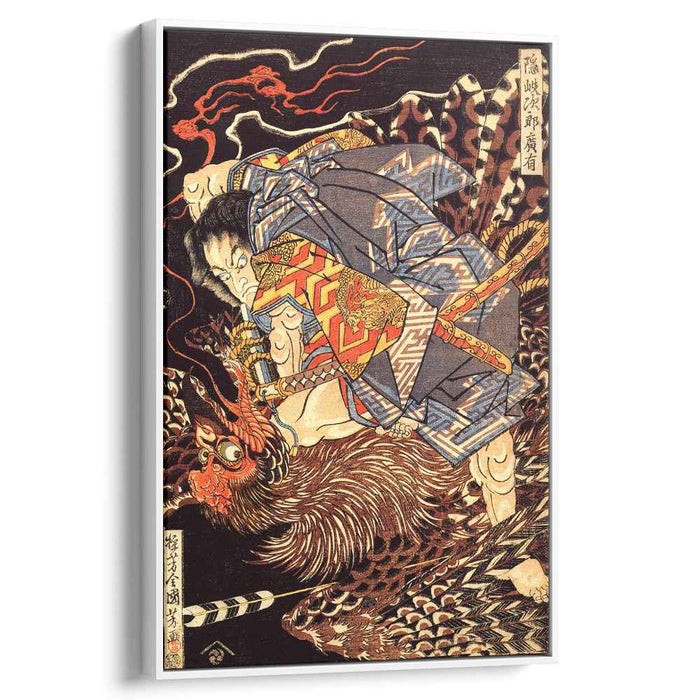 Oki no Jiro Hiroari killing a monstrous tengu by Utagawa Kuniyoshi