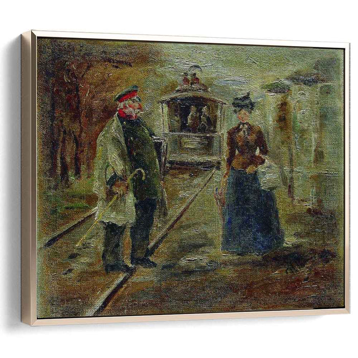 On the platform of the station. Street scene with a receding carriage by Ilya Repin