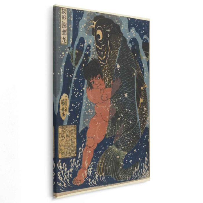 Oniwakamaru and the Giant Carp Fighting Underwater (1835) by Utagawa Kuniyoshi