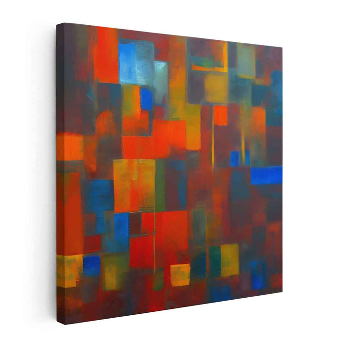 Embers Aglow Abstract Mirage: Abstract Expressionist Canvas Art in Fiery Tones