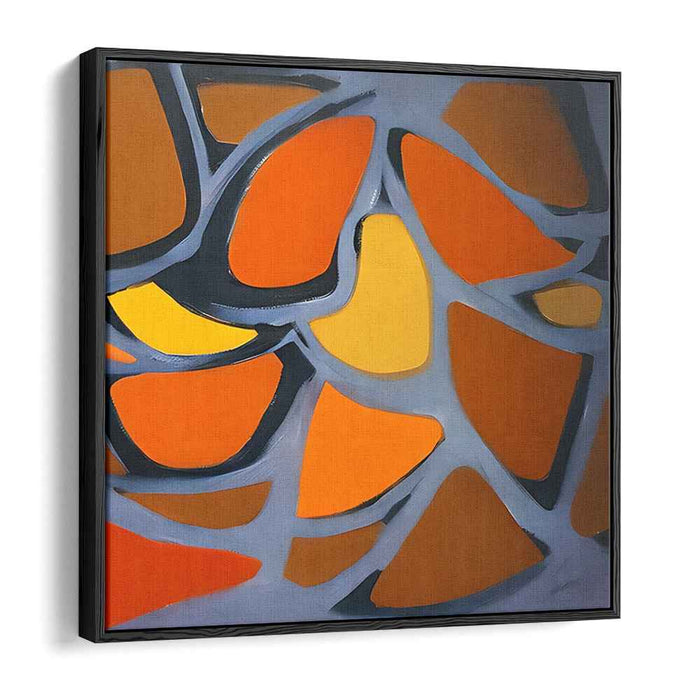 Citrus Haze Canvas Symphony: Abstract Orange and Grey Canvas Art