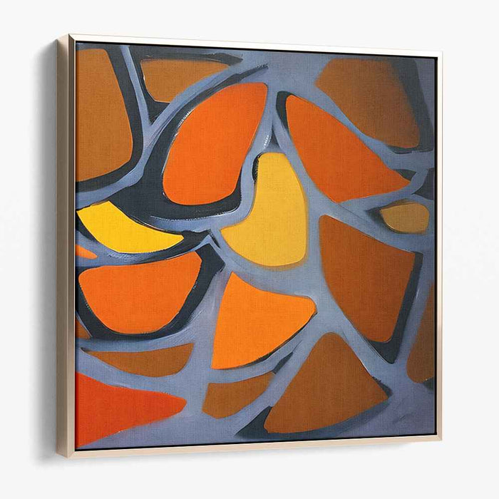 Citrus Haze Canvas Symphony: Abstract Orange and Grey Canvas Art