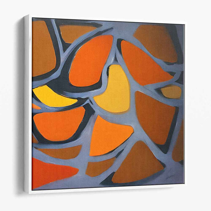 Citrus Haze Canvas Symphony: Abstract Orange and Grey Canvas Art