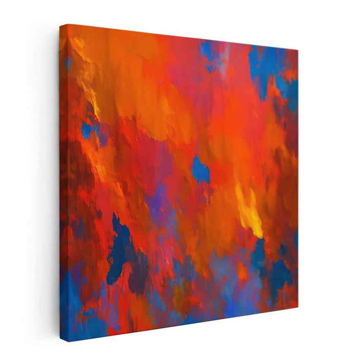 Sizzle Spectrum Blaze: Abstract Expressionist Fiery Orange Canvas Art Print