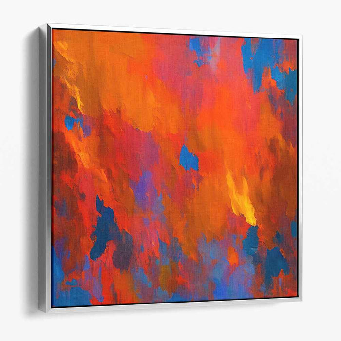 Sizzle Spectrum Blaze: Abstract Expressionist Fiery Orange Canvas Art Print