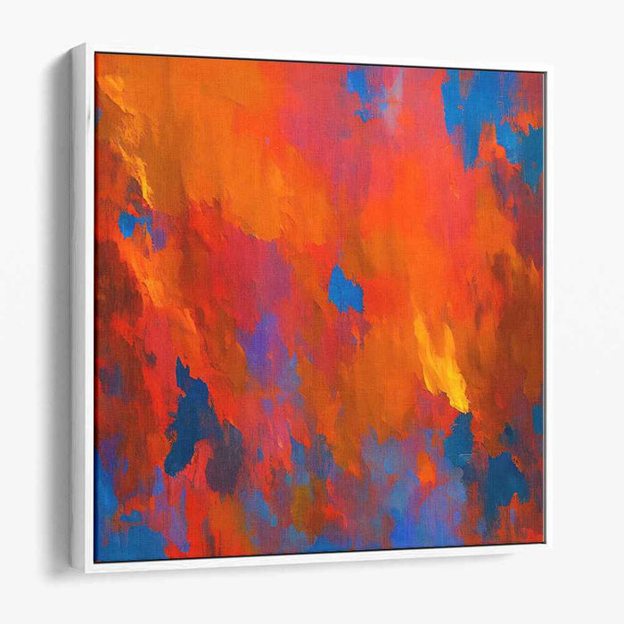Sizzle Spectrum Blaze: Abstract Expressionist Fiery Orange Canvas Art Print