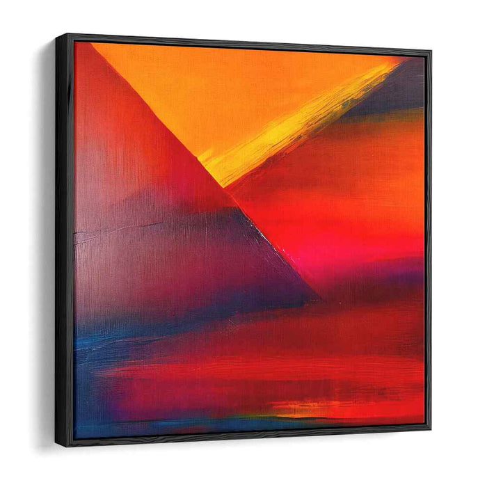 Radiant Geometries: Abstract Expressionist Orange and Red Canvas Art Print