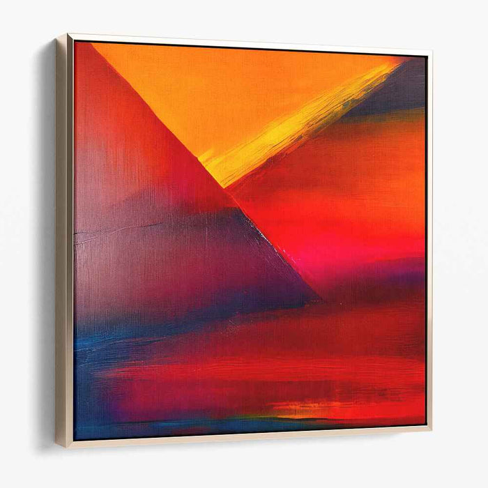 Radiant Geometries: Abstract Expressionist Orange and Red Canvas Art Print