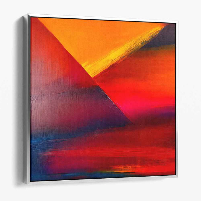 Radiant Geometries: Abstract Expressionist Orange and Red Canvas Art Print