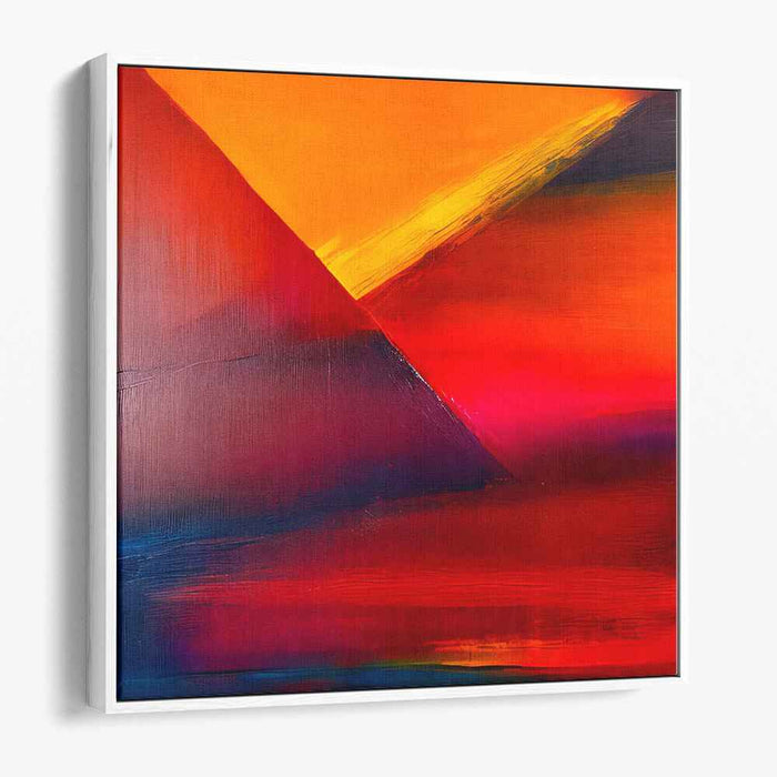 Radiant Geometries: Abstract Expressionist Orange and Red Canvas Art Print