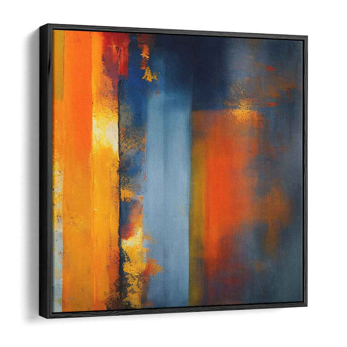 Ebullient Horizons: Abstract Expressionist Orange and Blue Canvas Art