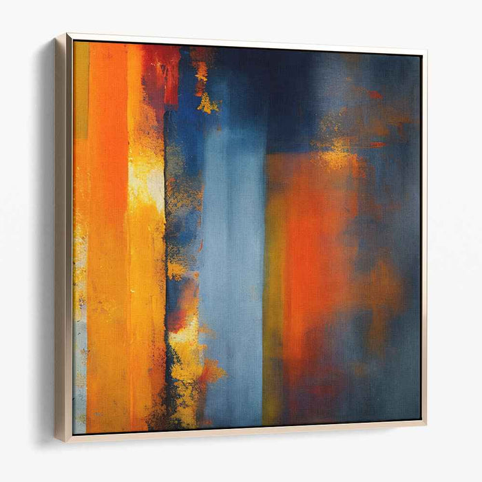 Ebullient Horizons: Abstract Expressionist Orange and Blue Canvas Art