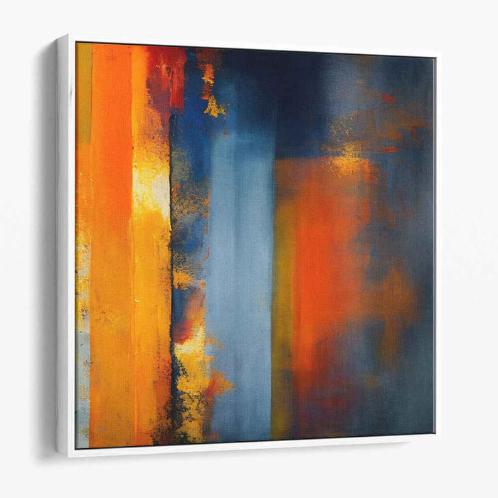 Ebullient Horizons: Abstract Expressionist Orange and Blue Canvas Art