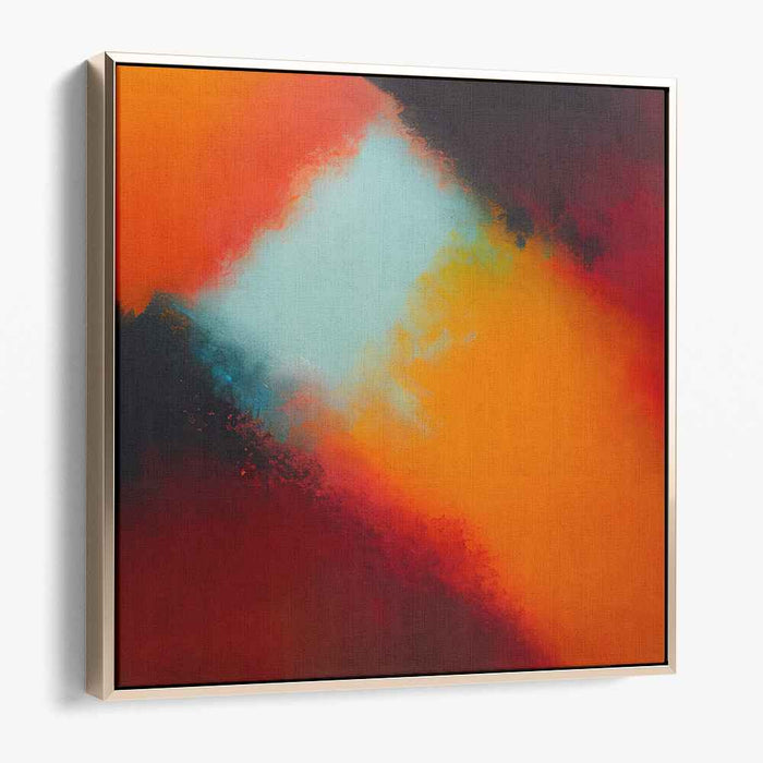 Fiery Hues: Abstract Expressionist Orange and Blue Canvas Art Print