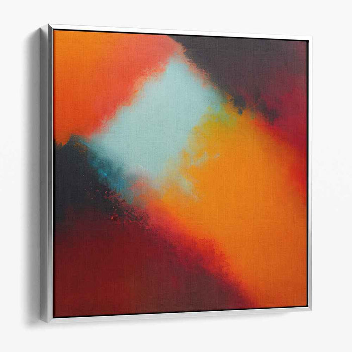 Fiery Hues: Abstract Expressionist Orange and Blue Canvas Art Print