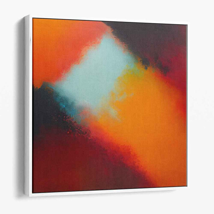 Fiery Hues: Abstract Expressionist Orange and Blue Canvas Art Print