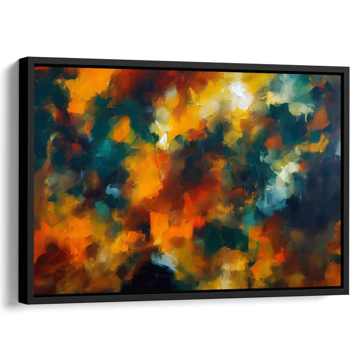 Eternal Flames Dance: Abstract Expressionist Fiery Orange and Deep Blue Canvas Art Print