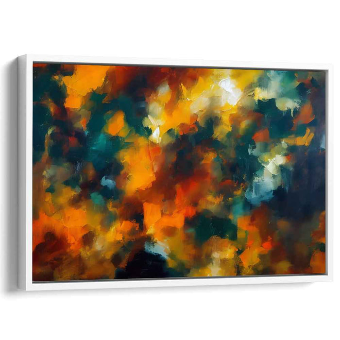 Eternal Flames Dance: Abstract Expressionist Fiery Orange and Deep Blue Canvas Art Print
