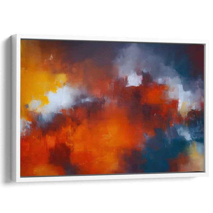 Blaze of Serenity: Abstract Expressionist Canvas Art with Fiery Orange and Tranquil Blue