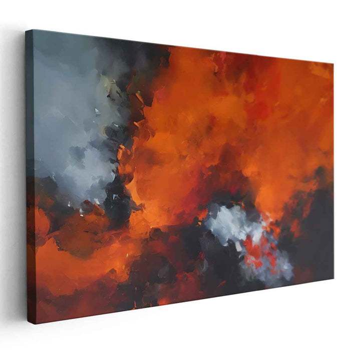 Fiery Abyss Dance: Abstract Expressionist Inferno Canvas Art Print