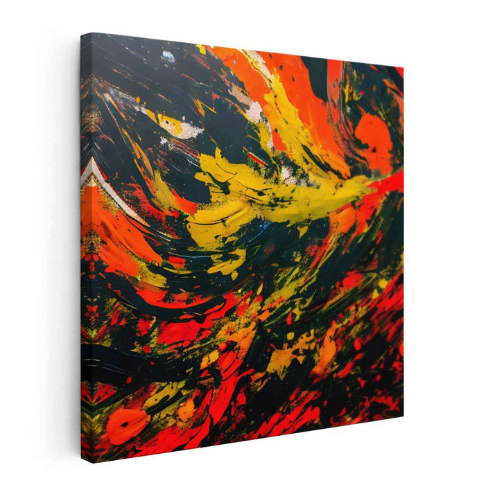 Chromatic Burst Canvas Chaos: Abstract Expressionist Color Explosion Canvas Art Print