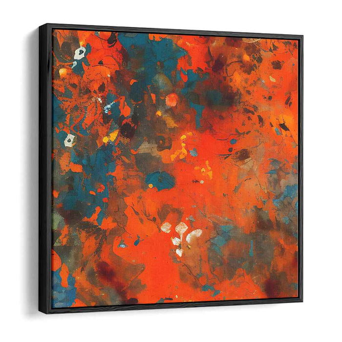 Embers Dance Unleashed: Abstract Expressionist Fiery Red Canvas Art Print